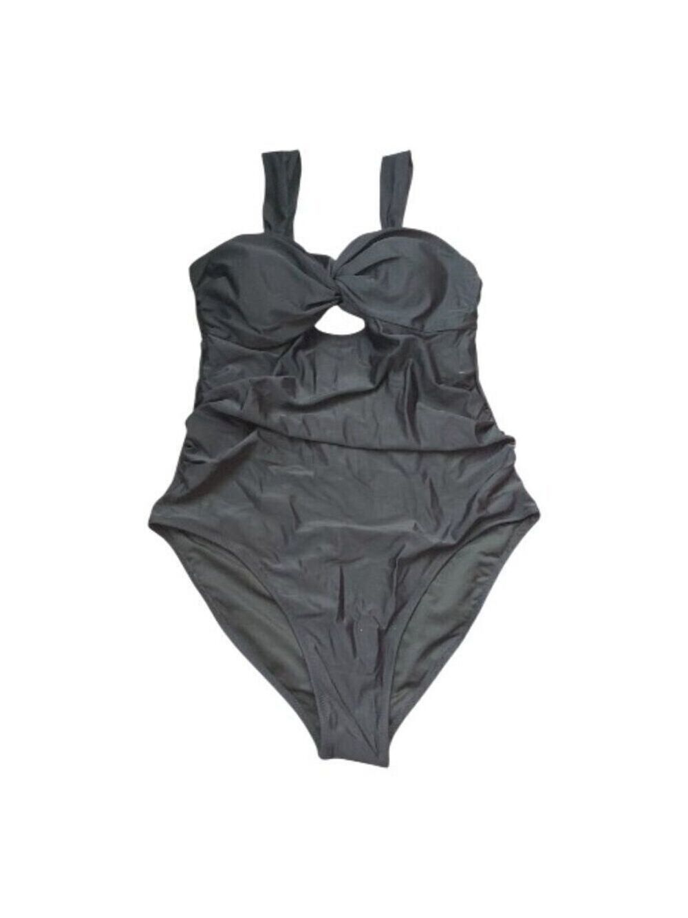 NWT VIMPUNEC Black One Piece Swimsuit Women's XL Adjustable Straps Tie Back